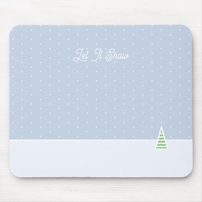 Lassen Sie es winzige Winter Baum Eis Blue Polka D Mousepad (Vorne)
