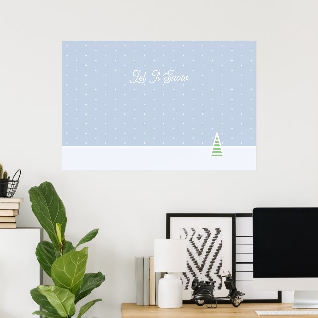 Lassen Sie es winzige Winter Baum Eis Blue Polka D Poster (Heimbüro)