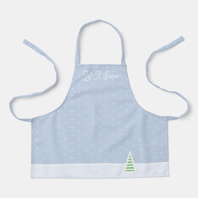 Lassen Sie es winzige Winter Baum Eis Blue Polka D Schürze (Vorderseite)