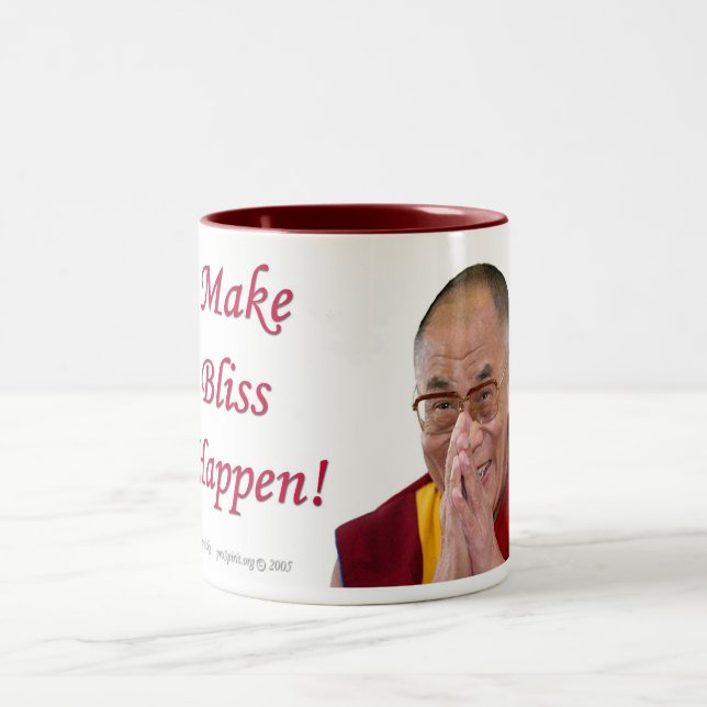 Lassen Sie Glück geschehen! - Dalai Lama Zweifarbige Tasse (Mittel)