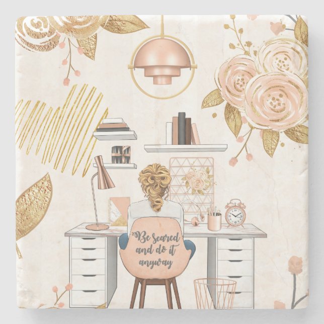 Lassen Sie sich erschrecken und machen Sie es auf  Steinuntersetzer (Vorderseite)