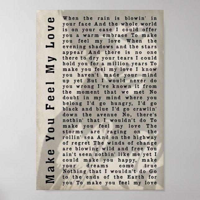 Lassen Sie sich von meiner Liebe Shadow Song Lyric Poster (Vorne)