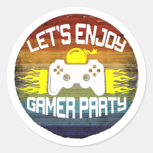 LASSEN SIE UNS DAS GAMER PARTY GENIESSEN - GAMING  RUNDER AUFKLEBER (Vorderseite)