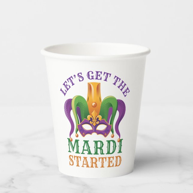 Lassen Sie uns das Mardi Started Mardi Gras Party  Pappbecher (Vorderseite)