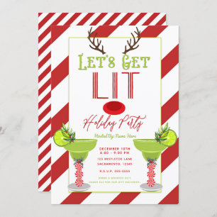 Lassen Sie uns das Party "Lit Reindeer Holiday Coc Einladung
