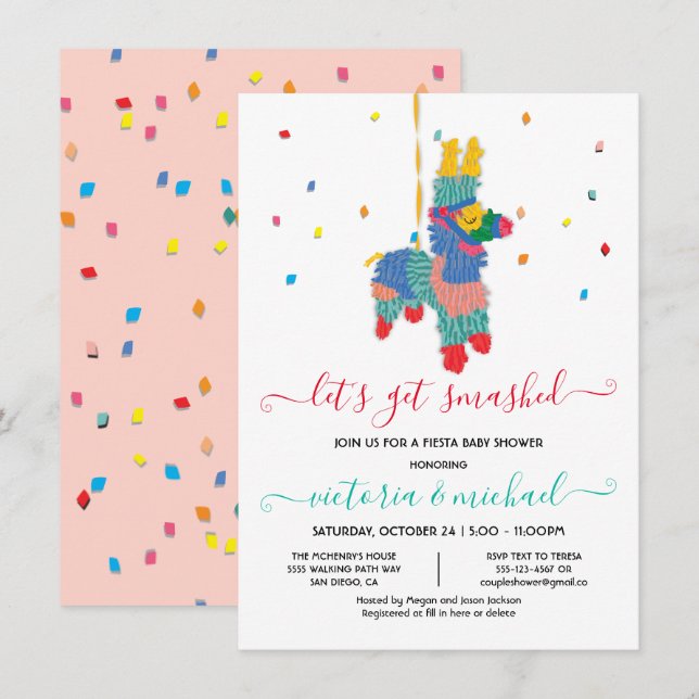 Lassen Sie uns die Funny Piñata Babydusche zerschl Einladung (Vorne/Hinten)