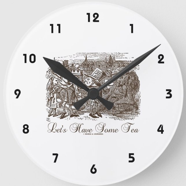 Lassen Sie uns ein paar Tea Wonderland Alice Haigh Runde Wanduhr (Wonderland attitude clock for any Wonderland fan who is a tea drinker)