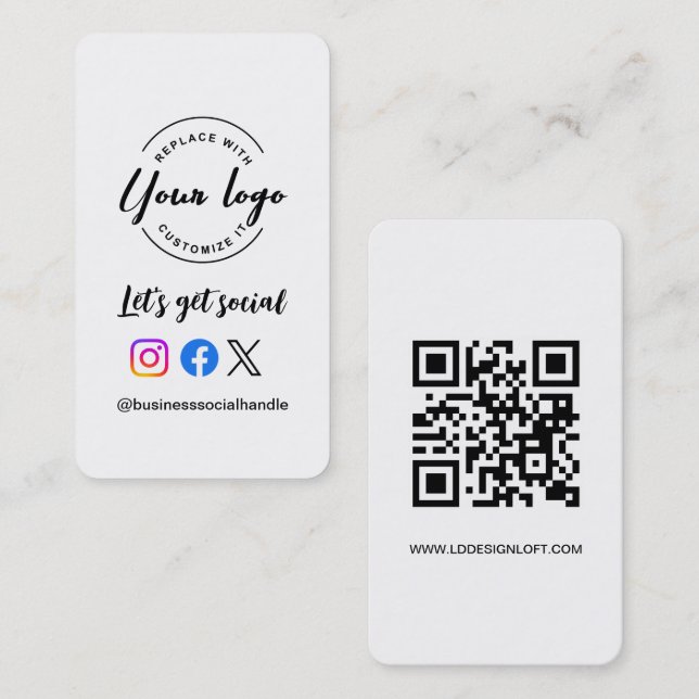 Lassen Sie uns ein Social-Media-QR-Code-Website-Lo Visitenkarte (Vorne/Hinten)