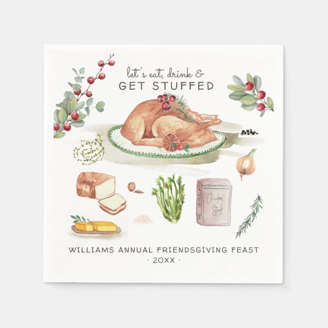 Lassen Sie uns ersticken | Erntedank Friendsgiving Serviette (Vorderseite)