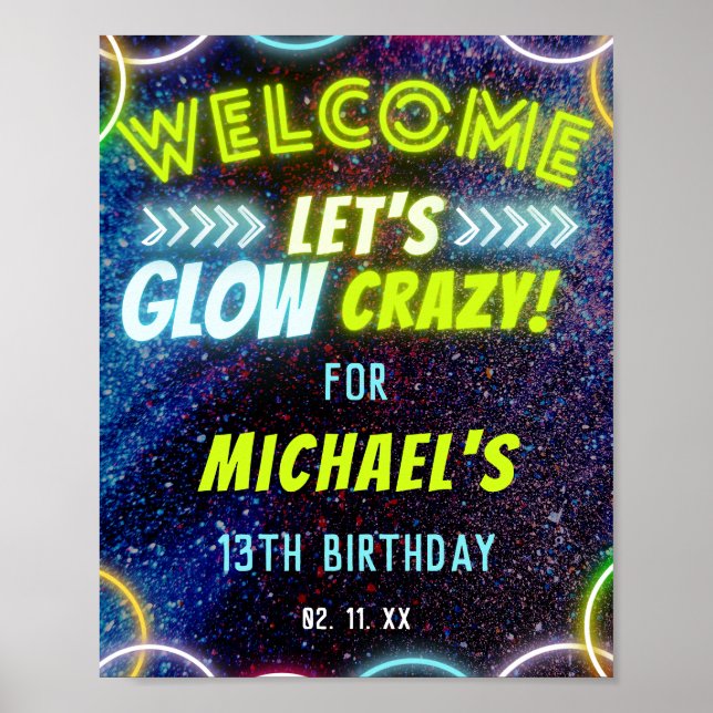 Lassen Sie uns glänzen verrückte Neon Glows Party  Poster (Vorne)
