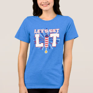 LASSEN SIE UNS LIT Patriotic Firecracker Fireworks Tri-Blend Shirt