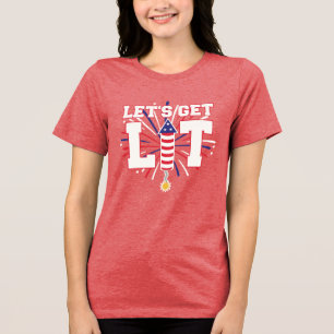 LASSEN SIE UNS LIT Patriotic Firecracker Fireworks Tri-Blend Shirt