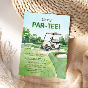Lassen Sie uns Par-T-Shirt Golf Boy Party Baby Dus Einladung