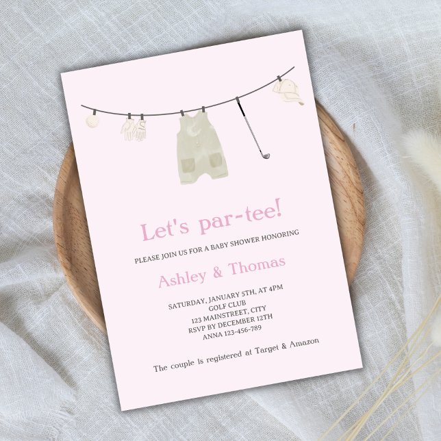 Lassen Sie uns Par-T-Shirt Golf Niedlich Girl Baby Einladung (let's par-tee golf baby shower invitation baby girl)