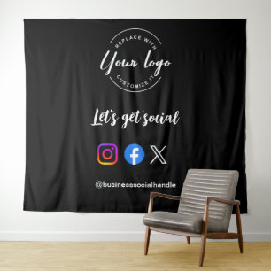 Lassen Sie uns Social Media Icons Custom Logo erha Wandteppich