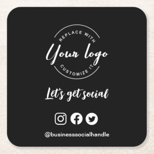 Lassen Sie uns soziales Logo Social Media Website  Rechteckiger Pappuntersetzer