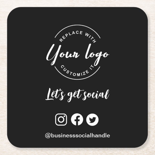 Lassen Sie uns soziales Logo Social Media Website  Rechteckiger Pappuntersetzer (Vorderseite)