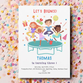 Lassen Sie uns springende Trampolin Park Kindergeb Einladung