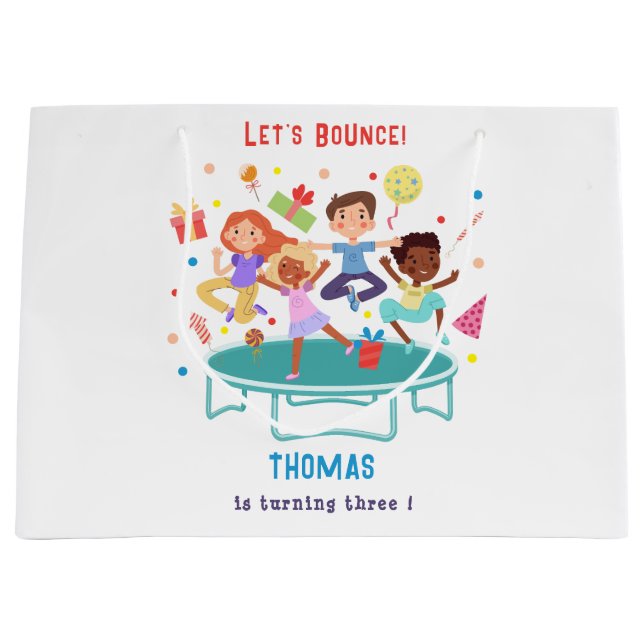 Lassen Sie uns springende Trampolin Park Kindergeb Große Geschenktüte (Vorderseite)