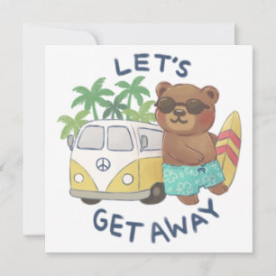 Lassen Sie uns wegkommen: Teddy Bear & Vintag Van Feiertagskarte