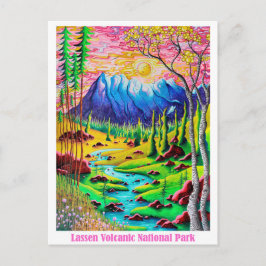 Lassen Sie Volcanal National Park Travel Art Postc Postkarte