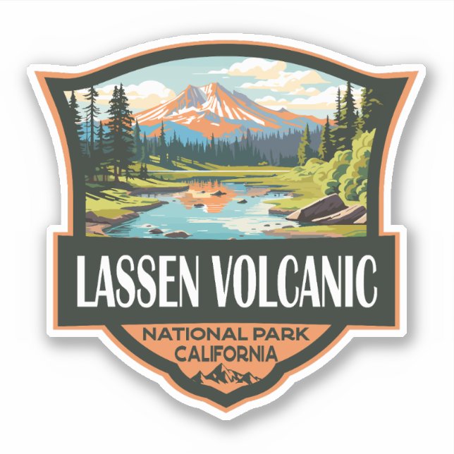 Lassen-Volcanic National Park Illustration Travel Aufkleber (Vorderseite)