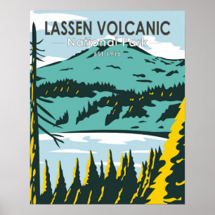 Lassen Volcanic National Park Kalifornien Vintage Poster