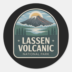 Lassen Volcanic National Park Vintage Abzeichen Runder Aufkleber