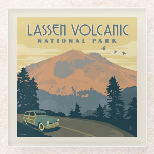 Lassen-Volcanic-Nationalpark | Straßenfahrt Glasuntersetzer (Vorderseite)