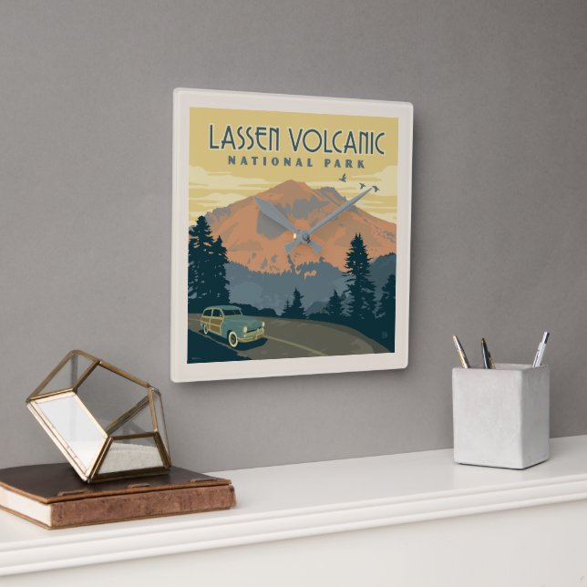 Lassen-Volcanic-Nationalpark | Straßenfahrt Quadratische Wanduhr (Büro)