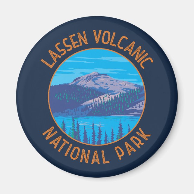 Lassen-Volcanischer Nationalpark Retro erschüttert Magnet (Vorne)