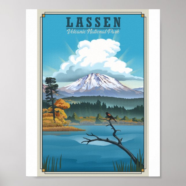 Lassen Vulkanischer Nationalpark Litho Artwork Pos Poster (Vorne)