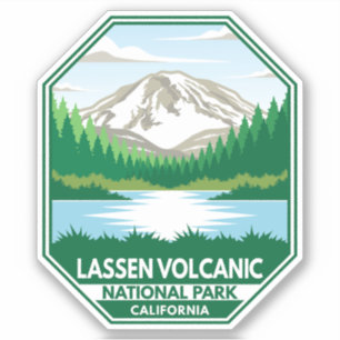 Lassen-Vulkanischer Nationalpark Minimal Retro Emb Aufkleber