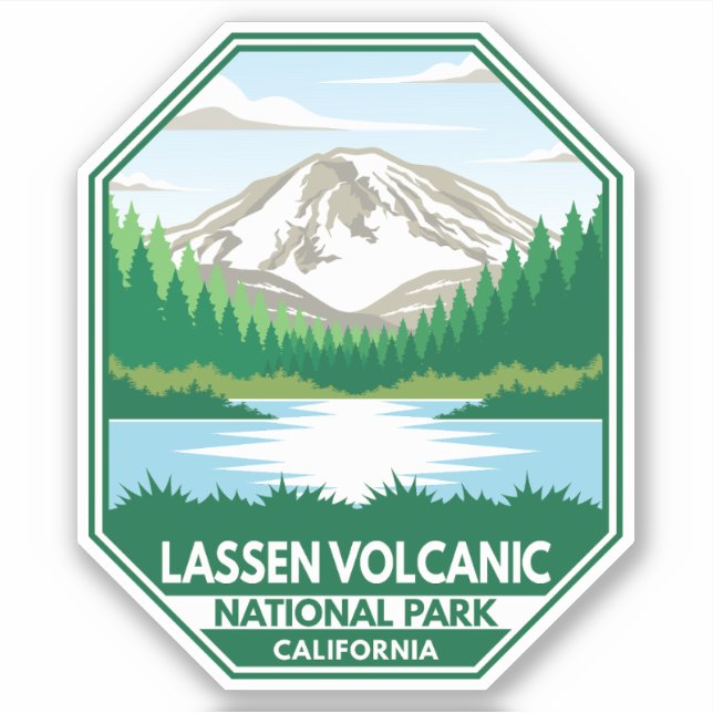 Lassen-Vulkanischer Nationalpark Minimal Retro Emb Aufkleber (Vorderseite)