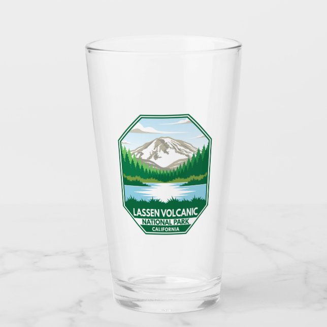 Lassen-Vulkanischer Nationalpark Minimal Retro Emb Glas (Vorderseite)