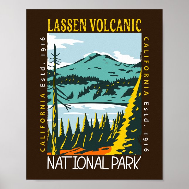 Lassen Vulkanischer Nationalpark Vintag erschütter Poster (Vorne)
