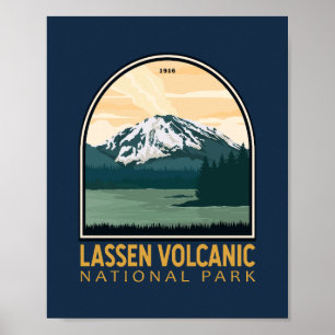 Lassen-Vulkanischer Nationalpark Vintages Emblem Poster