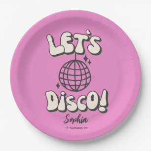 Lassend Disco Geburtstagsparty Magenta Papiertafel Pappteller
