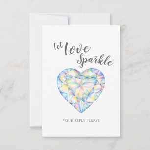 Lassend Liebe glänzen Diamond Wedding Aquarell RSVP Karte