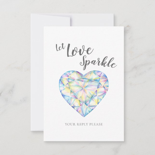 Lassend Liebe glänzen Diamond Wedding Aquarell RSVP Karte (Vorderseite)