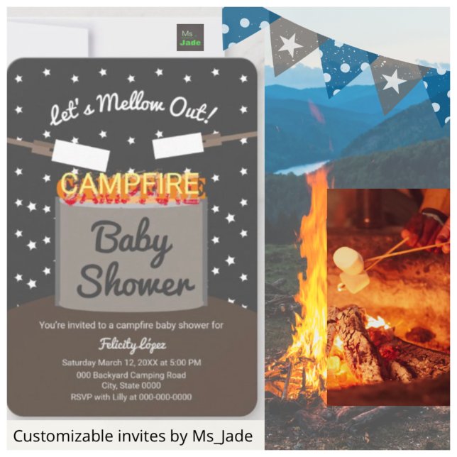 Lassend Mellow Out Marshmallow Campfire Babydusche Einladung (Von Creator hochgeladen)