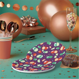 Lassend Party gestartet - Pop Apple auf Lila Pappteller