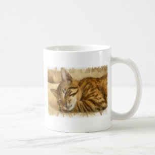 Lassend Schlafkatzen Lie Pencil Sketch Tasse