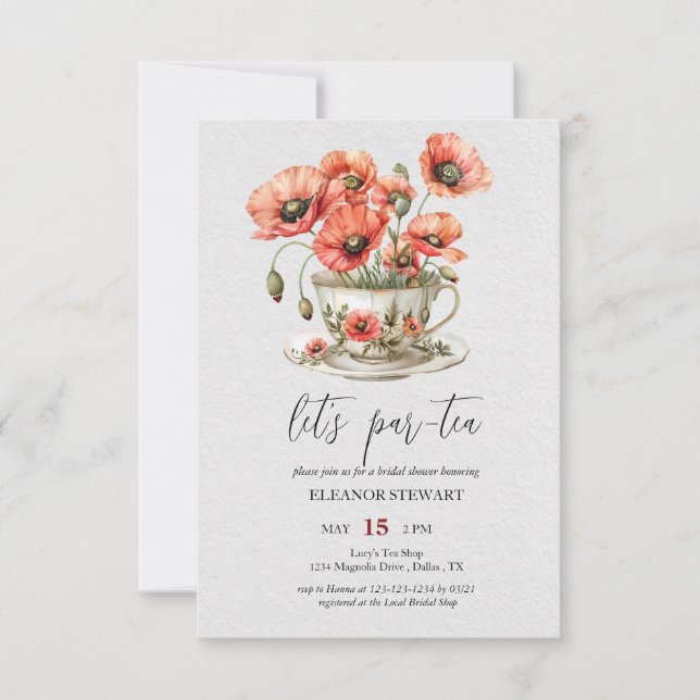 Lassend Tea-Tea-Party Einladung (Vorderseite)
