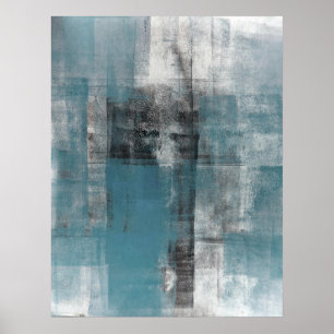 "Lässig" Aquamarine und Abstrakte Schwarz-Kunst-Po Poster