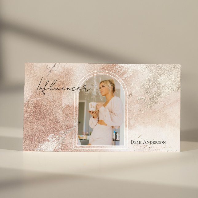 Lässig Beige | Moderne "Influencer Business Cards" Visitenkarte (Von Creator hochgeladen)