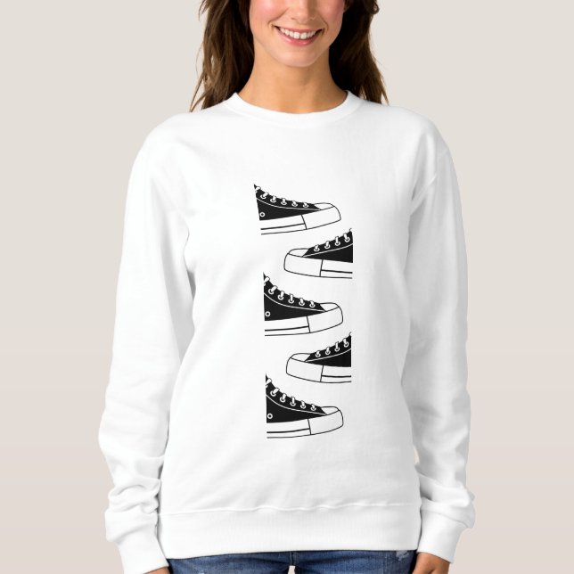 Lässig Black Sneakers Women's Sweatshirt (Vorderseite)