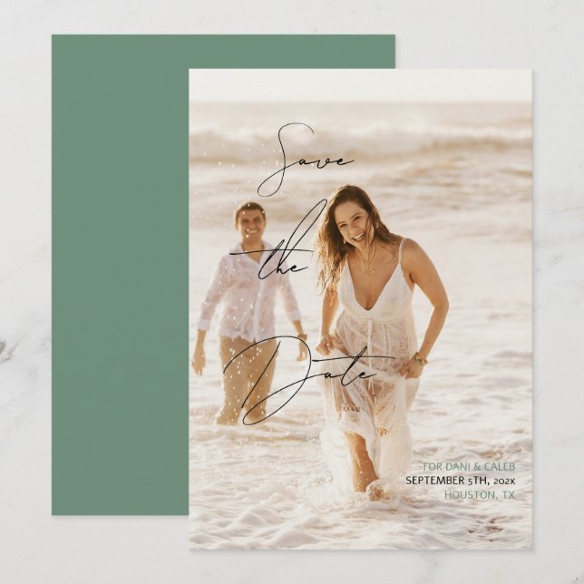 Lässig Chic Handwriting Style Save the Date Einladung (Vorne/Hinten)