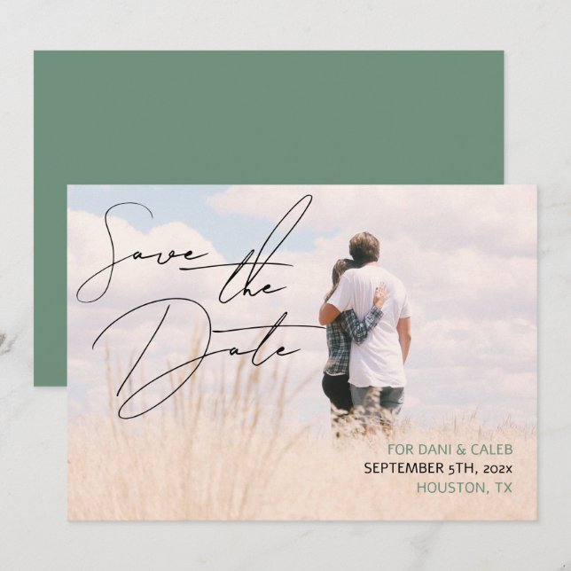 Lässig Chic Handwriting Style Save the Date Einladung (Vorne/Hinten)