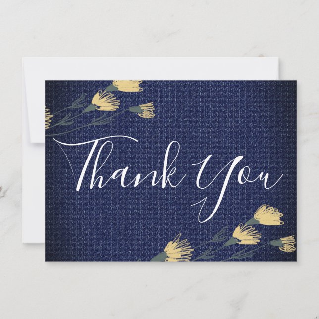 Lässig Denim und wilde Blume Hochzeit Danke (Vorderseite)